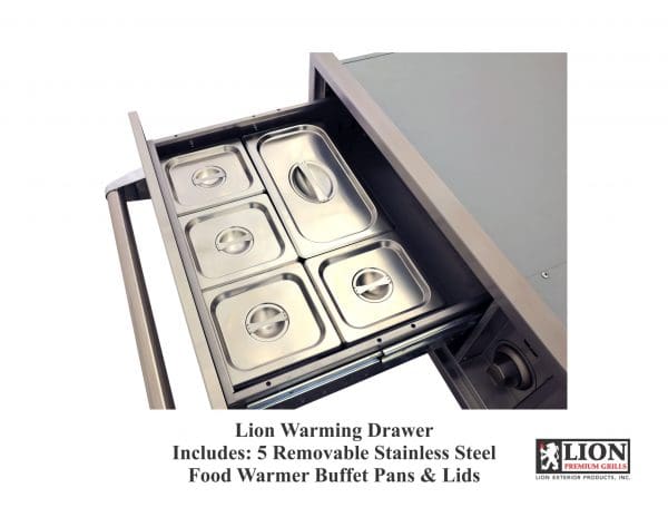 Lion BBQ Warming Drawer Removable Buffet Pans