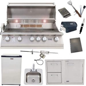 Lion Package Deal – L90000, Door and Drawer Combo, Sink with Faucet, Refrigerator, and 5 in 1 BBQ Tool Set