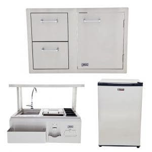 Combination Door/Drawer with Refrigerator and Bar Center with Top Shelf Package Deal